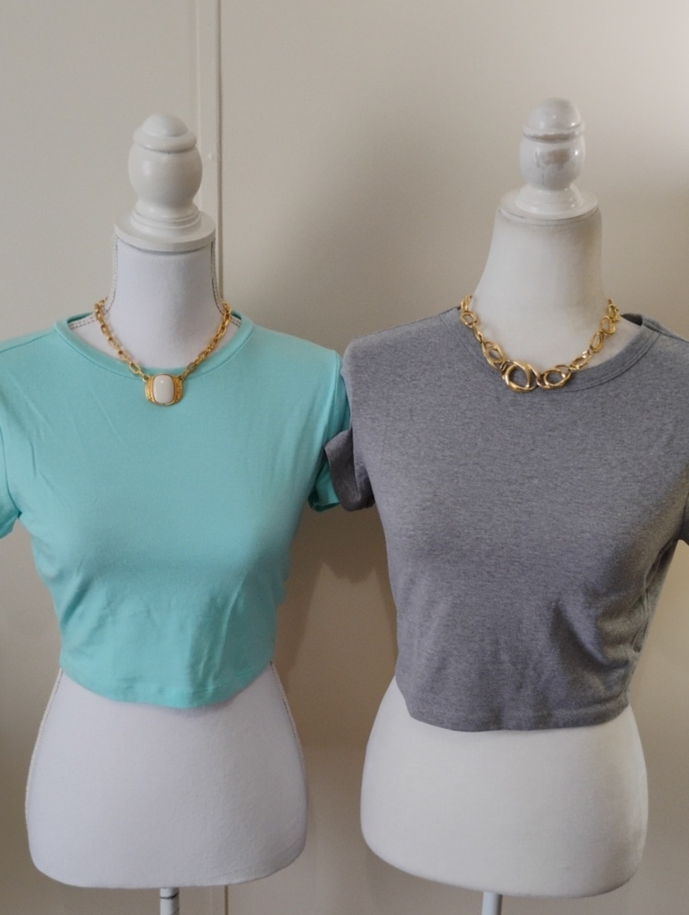 wild fable Mint Green & Gray Cropped Tee Duo
